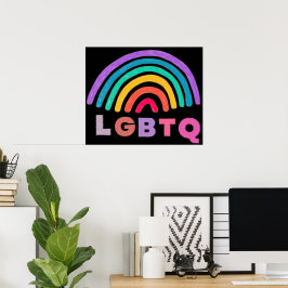 Poster Regenbogen gemalt mit Schrift LGBTQ