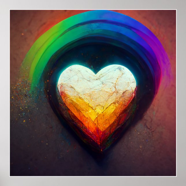 Poster Regenbogen mit Herz (Frente)