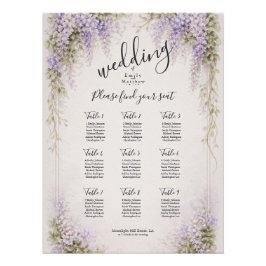 Pôster Regency Wisteria Wedding Seating Chart Poster