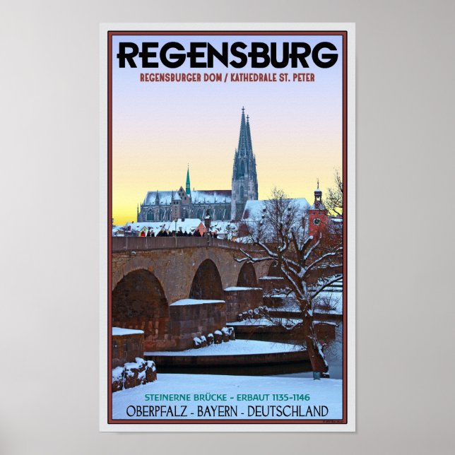 Pôster Regensburg - Dom und Steinerne Brücke (Frente)