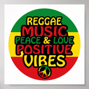 Poster Reggae design com aspas positivas e sinalizador re