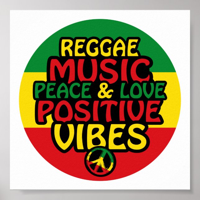 Poster Reggae design com aspas positivas e sinalizador re (Frente)