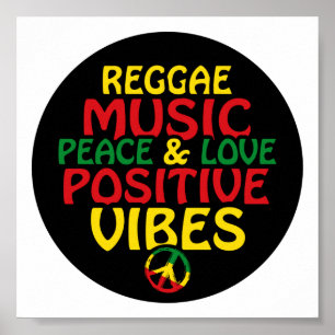 Poster Reggae design com aspas positivas e sinalizador re