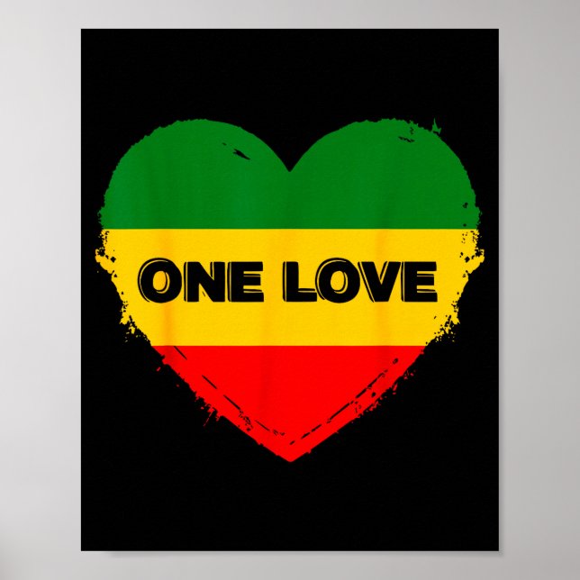 Poster Reggae Heart One Love Rasta Reggae Music Rastafari (Frente)