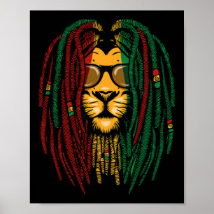 Poster Reggae Lion Dreadlocks Gato Selvagem Rasta África 