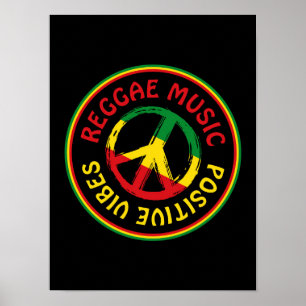Poster Reggae Music Peace Symbol Positive Vibes Reggae