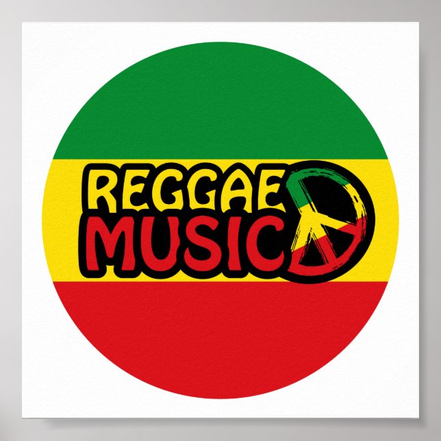 Poster Reggae Music, reggae art com símbolo de paz (Frente)