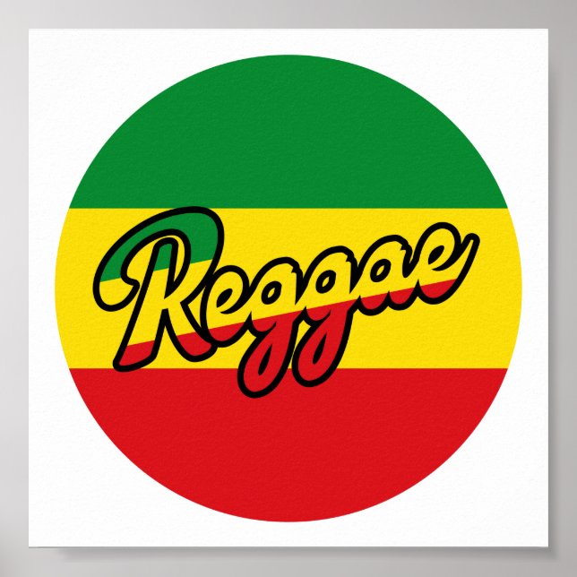 Poster Reggae Music with reggae flag colors (Frente)