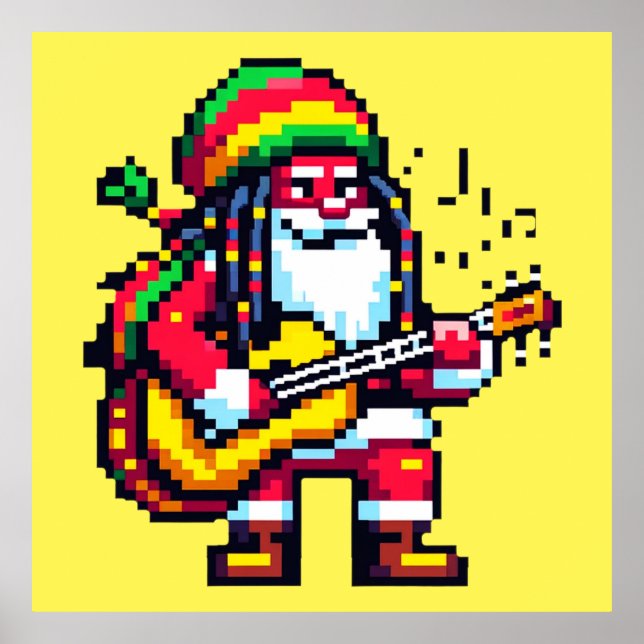 Poster Reggae Papais noeis Diversos Pixel Art Design de M (Frente)