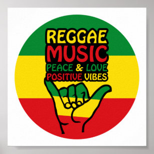 Poster Reggae Shaka Hand com citações positivas