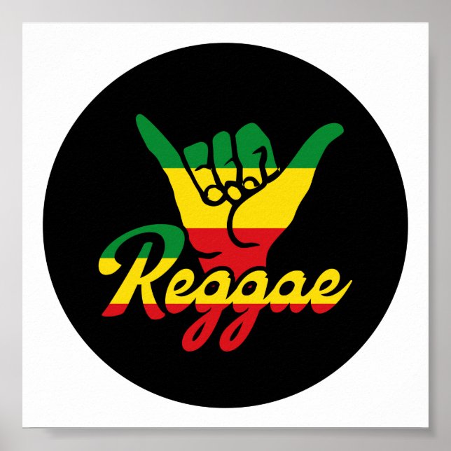 Poster Reggae Shaka Mãos com cores reggae (Frente)