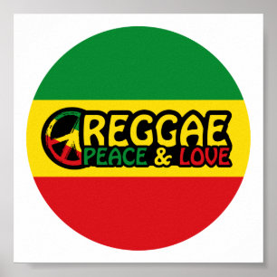 Poster Reggage art com palavras positivas Peace and Love