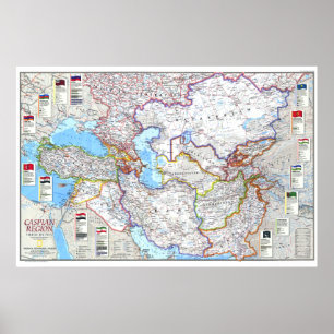 Poster "Região Cáspio: 1999 MAPAS Cáspios dos países