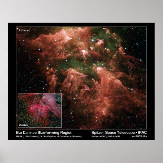 Pôster Região de Insolação Eta Carinae - Spitzer Space Te