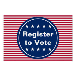 Pôster Registre-se para votar branco vermelho e azul risc