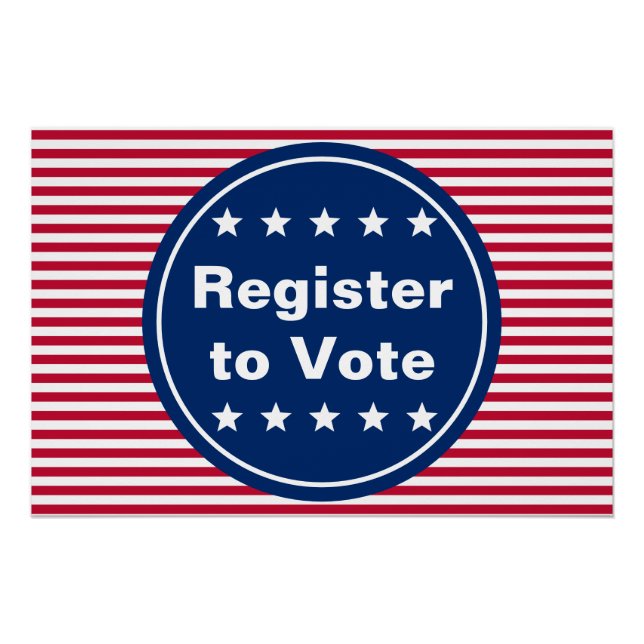 Pôster Registre-se para votar branco vermelho e azul risc (Frente)