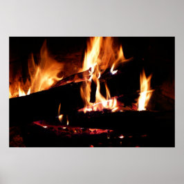 Pôster Registros na fotografia de fogo quente da Lareira
