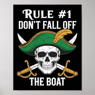 Poster Regra #1 Não Caia Do Barco Cruzeiro Festa Pirata