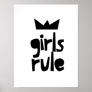 Poster Regra das meninas, arte preto e branco, decoraçã