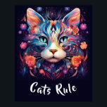 Poster Regra Nativa Americana de Multicolores de pop Art<br><div class="desc">Adicione seu próprio texto! Um belo impressão de gato no estilo Nativo Americano de pop moderno. É um impressão surpreendente por si só ou com texto adicionado de sua escolha.</div>