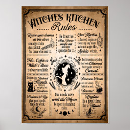 Poster Regras da Cozinha das Bruxas Halloween Vintage