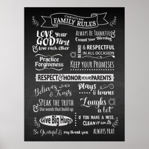 Poster Regras da família - valores cristãos para viver ju