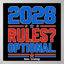 Poster Regras de 2028 Humor Político Divertido Opcional E