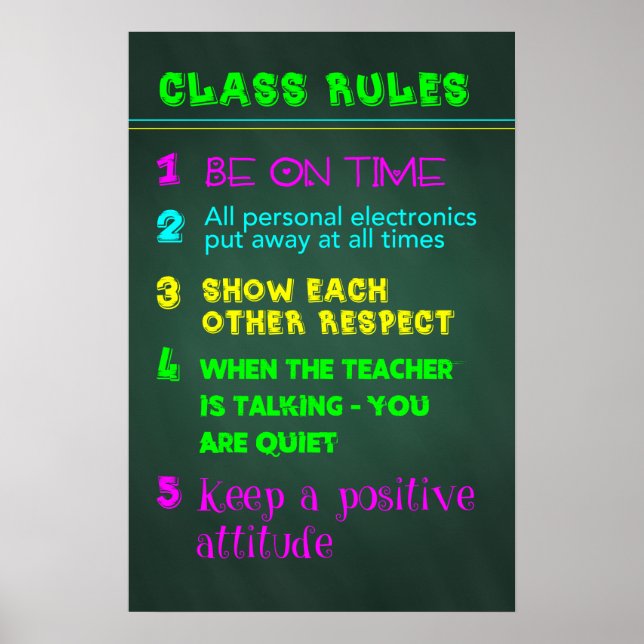 Pôster Regras de Classe (Frente)