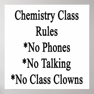 Pôster Regras de Classe de Química Sem Telefones Sem Conv