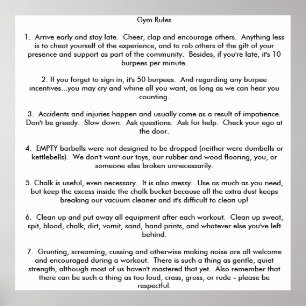 Poster Regras de Gym