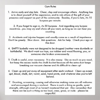 Poster Regras de Gym
