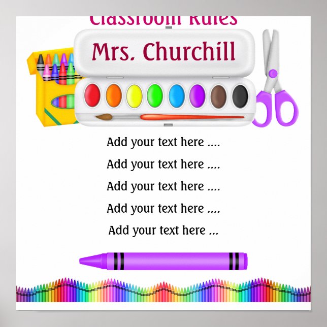 Poster Regras de sala de aula do professor escolar por SR (Frente)