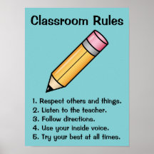 Regras de sala de aula personalizadas com lápis de