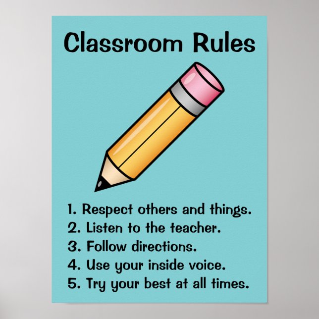 Poster Regras de sala de aula personalizadas com lápis de (Frente)