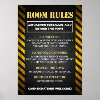 Poster Regras de sala engraçadas para adolescentes