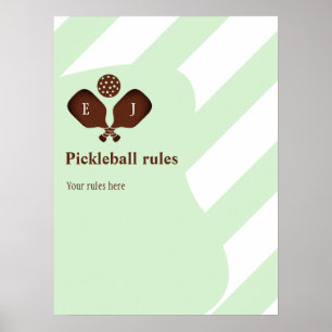 Poster Regras do Jogo de Casamento Pickleball Preppy