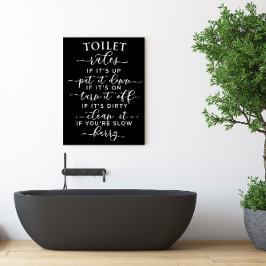 Poster Regras Engraçadas de Banheiro – Texto Branco Elega