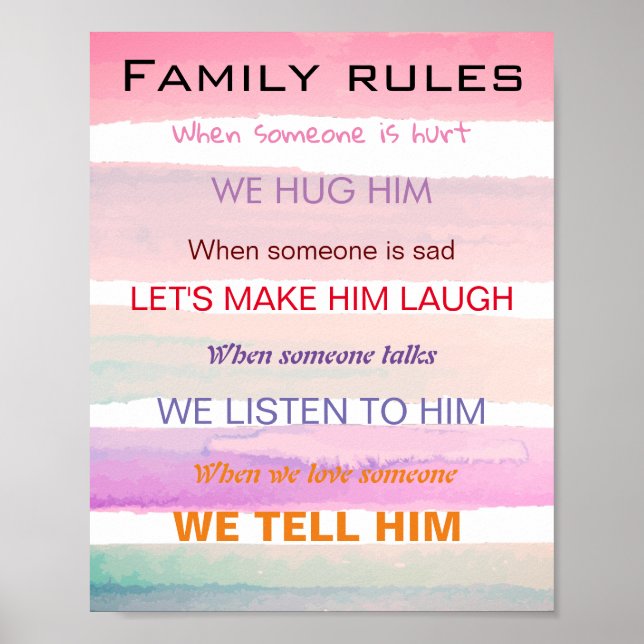 Poster Regras familiares em cores (Frente)