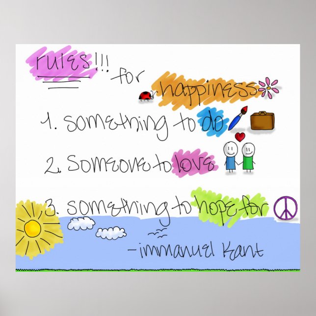 Poster Regras para a felicidade - Immanuel Kant (Frente)