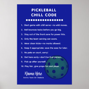 Poster Regras Personalizadas de Pickleball Código CHILL