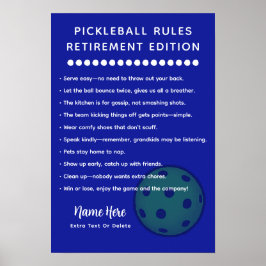 Poster Regras Personalizadas de Pickleball EDIÇÃO APOSENT