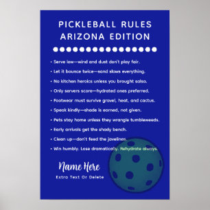 Poster Regras Personalizadas de Pickleball Edição Arizona