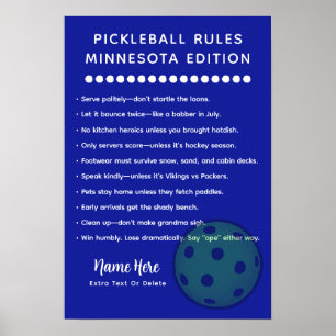 Poster Regras Personalizadas de Pickleball Edição Minneso
