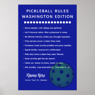 Poster Regras Personalizadas de Pickleball Edição Washing