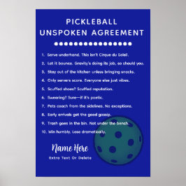 Poster Regras Personalizadas de Pickleball NÃO DITAS