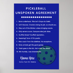 Poster Regras Personalizadas de Pickleball NÃO DITAS