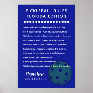 Poster Regras Personalizadas de Pickleball Regras da Flór