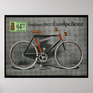 Poster Rei 1914 de Elgin do vintage Bicicleta Anúncio