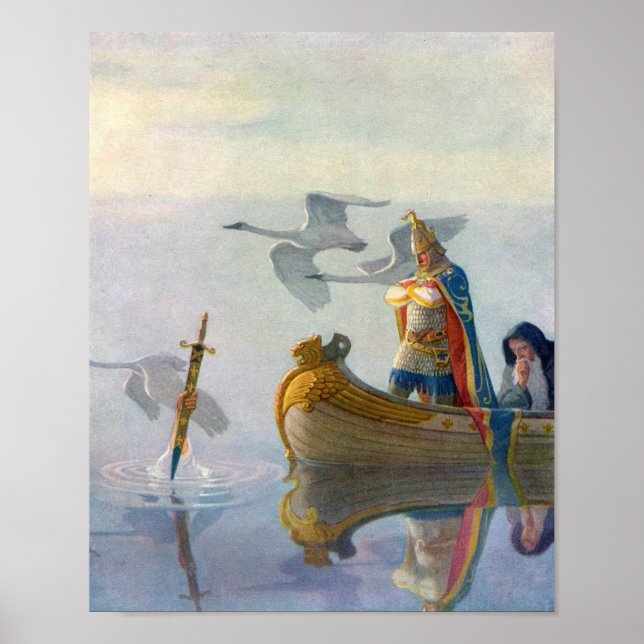 Poster Rei Arthur & Excalibur, c. 1922 por N.C Wyeth (Frente)