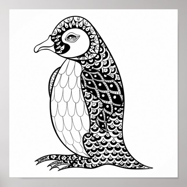 Pôster Rei Artístico Penguin Zendoodle 2 (Frente)